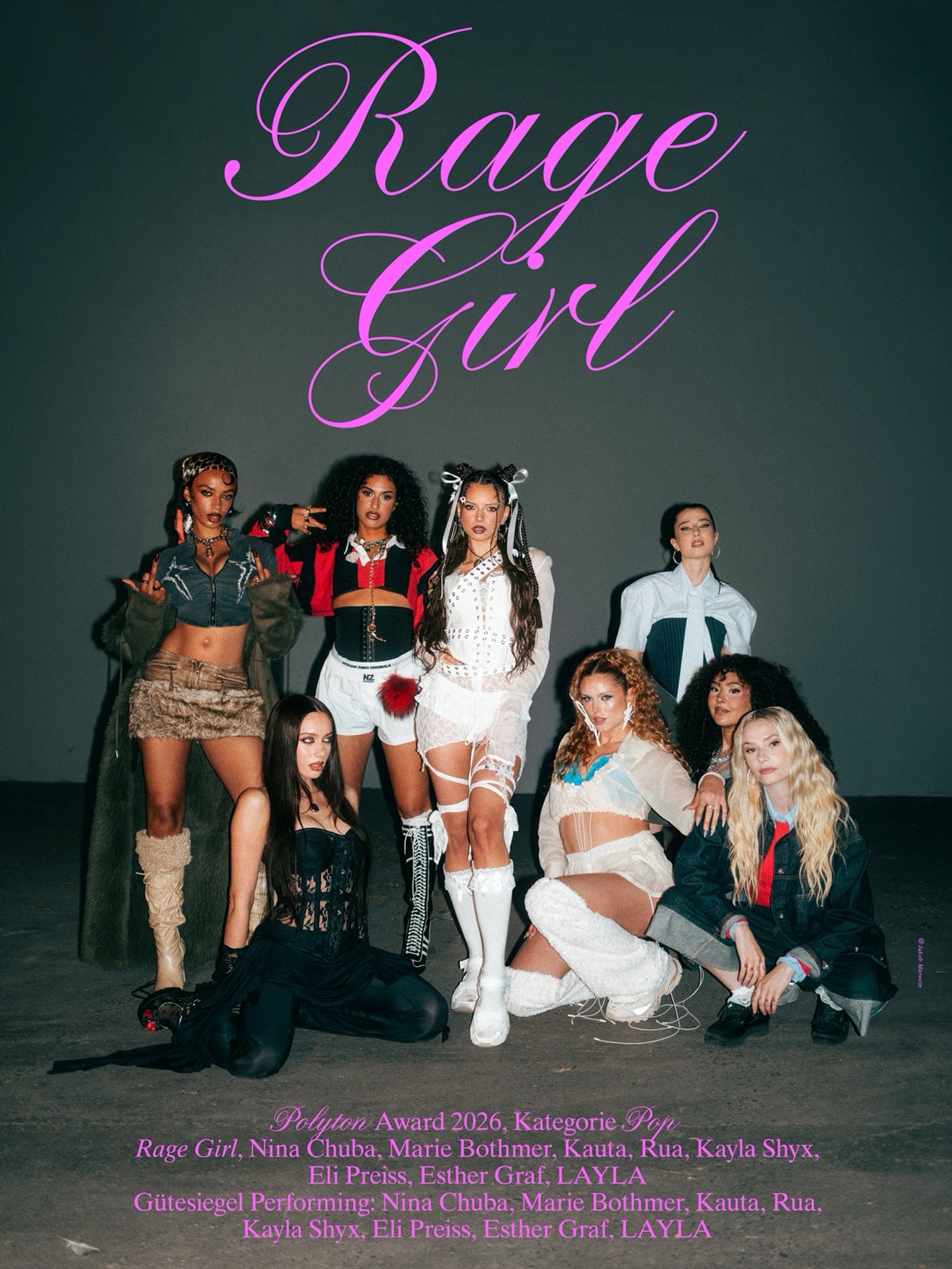Weibliche Wut ist SOOO 2026! 🪩
Nominee: POP
Gütesiegel: Performing
RAGE GIRL (Remix) – Nina Chuba; Kauta; LAYLA; Esther Graf; Eli Preiss; Rua; Kayla Shyx; Marie Bothmer
@ninachuba @kautamusic @laylaboe @esthergraf @elipreiss911 @rua089 @kayla_shyx @mariebothmer
Foto: @jakobmarwein
Plakat: @0176hwendy @casparreuss Instagram